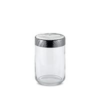 Alessi - Bote hermético en vidrio, tapa en acero con decoración en relieve