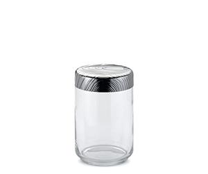 Alessi - Bote hermético en vidrio, tapa en acero con decoración en relieve