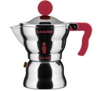 Alessi, Cafetera expreso de diseño, cuerpo de aluminio, mango y pomo de resina termoplástica, 1 taza