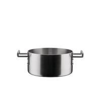 Alessi Convivio DC101/20 -Cazuela de Design de Trilamina de Dos Asas, Adecuado para Inducción, Acero Inoxidable y PVD con Fondo Magnético de Acero, 20 cm, Satinado