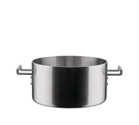 Alessi Convivio DC101/24 -Cazuela de Design de Trilamina de Dos Asas, Adecuado para Inducción, Acero Inoxidable y PVD con Fondo Magnético de Acero, 24 cm, Satinado