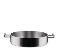 Alessi Convivio DC102/28 - Cazuela Baja con Dos Asas en Trilamina de Design, apta Para Inducción, en Acero Inoxidable y PVD con Fondo de Acero Magnético, 28 cm, Satinado