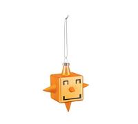 Alessi Cubik Star GJ02 2 - Adorno de Navidad de Diseño Vintage, Representando una estrella de Cinco Puntas, Vidrio soplado Decorado a Mano, Amarillo Intenso