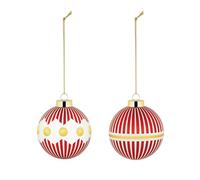 Alessi Delight NZ04SET1 - Juego de Dos Bolas de Navidad para Árbol de Navidad, de Vidrio Soplado, Diámetro 6 cm, Rojo, Blanco, Dorado