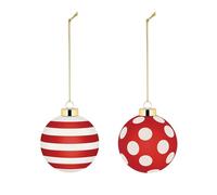 Alessi Delight NZ04SET2 - Juego de Dos Bolas de Navidad para Árbol de Navidad, de Vidrio Soplado, Diámetro 6 cm, Rojo, Blanco, Dorado