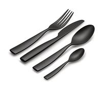 Alessi Dressed en Plein Air MW74S16 B - Juego de Cubiertos de Diseño de 16 Piezas con Decoraciones, Melamina, Negro