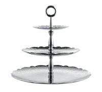 Alessi Dressed for X-mas - Frutero Triple Brillante con decoración en Relieve, Acero, Color Plateado
