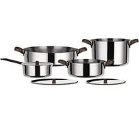 Alessi Edo PU100S7 - Set De Ollas en Acero Inoxidable 18/10, Mangos en Acero Inoxidable 18/10 con Revestimiento en PVD, Marrón, 7 Piezas