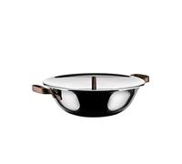 Alessi Edo PU308 - Wok de Triple Hoja con Tapa de Acero Inoxidable, Asas y pomo de Acero Inoxidable con Revestimiento de PVD, Color marrón