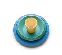 Alessi Giro Kids Collection UNS05S2 , Juego de Mesa para Niños, Claro y Colorido, Melamina, Azul Claro , Verde y Amarillo
