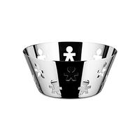 Alessi - Girotondo AKK04 - Cesta de Diseño con Decoración Perforada, Acero Inoxidable 18/10, Pulido