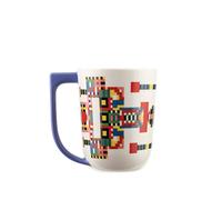 Alessi Holyhedrics ESA09 2 - Taza de Diseño con Dimensiones Equilibradas, en Porcelana Decorada con Calcomanía Aplicada a Mano y Asa Dibujada, Capacidad 40 cl