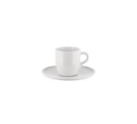 Alessi Itsumo NF07/76S - Set de Una Tacita de Café de Diseño, con Platillo, Uso Diario, Estética Minimalista, en Porcelana Blanca, Diámetro 12.5 cm