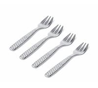 Alessi Juego de 4 Tenedores para ostras y moluscos 18/10, Color Plata, Acero Inoxidable, Acabado Brillante, 4 Unidad FM 23/36 S4 Colombina Fish