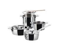 Alessi Pots&Pans AJM100S7 Set de Ollas de Diseño, Acero Inoxidable y Fondo Magnético, Plateado