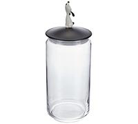 Alessi - LulàJar AMMI21 B - Contenedor de Comida para Perros de Diseño con Tapa Decorada, Vidrio y Resina Termoplástica, Negro
