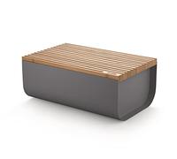 Alessi Mattina BG03 DG - Panera de Diseño, en Acero Coloreado con Resina Epoxi con Tabla para Cortar de Madera de Bambú,Gris Oscuro