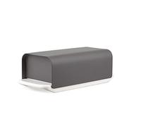 Alessi Mattina BG04 DG - Mantequera de Porcelana de Design con Tapa en Acero Inoxidable 18/10 Coloreado con Resina Epoxi, Gris Oscuro