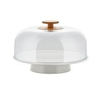 Alessi Mattina BG06 WG - Soporte de Design de Porcelana con Campana de PMMA y Pomo de Madera de Bambú, Gris Cálido