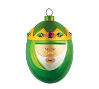 Alessi Melchiorre AMJ13 9 Bola de Diseño de Árbol de Navidad con el Magus Melchor en Vidrio Soplado, Decorada a Mano, Verde