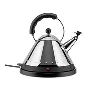 Alessi MG32 AZ - Hervidor de agua eléctrico e inalámbrico, acero inoxidable y mango de poliamida, color negro