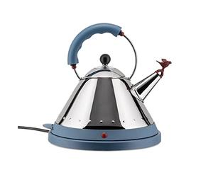 Alessi MG32 AZ Hervidor eléctrico de Diseño, Acero Inoxidable y Resina Termoplástica, Azul