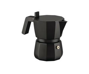 Alessi Moka DC06/3 B - Cafetera para Café Exprés de Design, Mango y Mando en PA, 3 Tazas, Negro