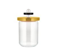 Alessi Mr. Sottsass, Suppose ES16/100 1 - Diseño Tarro Hermético de Vidrio con Tapa de Madera de Haya, Amarillo, Negro y Blanco