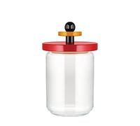 Alessi Mr. Sottsass, Suppose ES16/100 - Diseño Tarro Hermético de Cristal con Tapa de Madera de Haya, Rojo, Negro y Amarillo