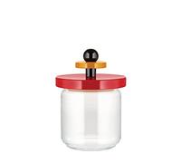 Alessi Mr. Sottsass, Suppose ES16/75 - Diseño Tarro Hermético de Cristal con Tapa de Madera de Haya, Rojo, Negro y Amarillo