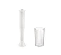 Alessi Plissé MDL10 W, Batidora de Inmersión de Diseño con Vaso Graduado, en Resina Termoplástica, Enchufe Europeo 500W, Blanco