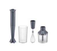 Alessi Plissé MDL10S G, Batidora de Inmersión de Diseño con Vaso Graduado, Batidor y Picador, en Resina Termoplástica, Enchufe Europeo 500W, Gris