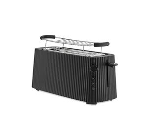 Alessi Plissé MDL15 B - Tostadora Larga de Doble Ranura, 1700 W, Negro | Tostadora larga, diseñada por Michele De Lucchi, para tostar hasta cuatro rebanadas