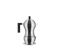 Alessi Pulcina MDL02/3 B - Cafetera Italiana de Aluminio, 3 Tazas, Negro | Cafetera italiana, diseñada por Michele De Lucchi, con asa y pomo de PA, apta para su uso en cocinas de gas