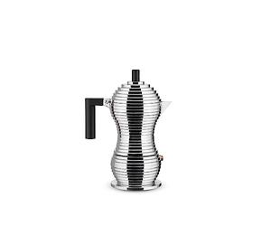 Alessi Pulcina MDL02/3 B - Cafetera para Café Exprés de Diseño en Aluminio Fundido y PA, 3 Tazas, Negro