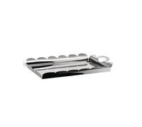 Alessi Recinto AM02 - Bandeja de Diseño Rectangular, con Borde Festoneado y Asas de Acero Inoxidable