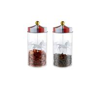 Alessi Recipientes de diseño para Especias en Vidrio serigrafado con Tapa en hojalata, Set de 2, Cristal Hierro, Multicolor, Única
