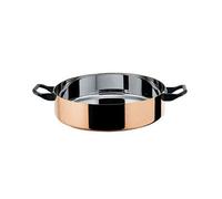 Alessi - Sartén con dos asas de acero inoxidable 18/10 y cobre exterior, Ø 24cm, H 6cm, 2.7 litros, Cobre