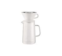 ALESSI Set de café de 3 piezas SLOW COFFEE Vidrio/Blanco/Acero inoxidable transparente