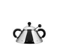Alessi Azucarero 9097 B con cuchara de acero inoxidable y asas negras