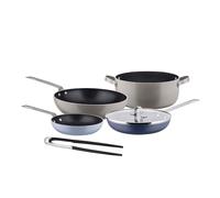 Alessi Tama GIA100S5 - Set de Ollas de Seis Piezas, en Aluminio con Revestimiento Antiadherente y Acero Inoxidable 18/10