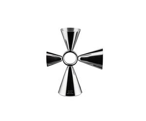 Alessi The Tending Box GIA28 - Vaso Medidor de Cóctel Quadri Combo Jigger, Cuerpo de Acero Inoxidable 18/10 con Anillo Central y Cuatro Dosificadores de 1,5, 3, 4 y 6 cl