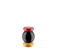Alessi Totem Domestici ES18 - Molinillo de Sal, Pimienta y Especias de Diseño en Madera de Haya, Negra, Amarilla y Roja