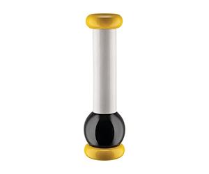 Alessi Totem Domestici MP0210 1 - Molinillo de Sal, Pimienta y Especias de Diseño en Madera de Haya, Amarillo, Negro y Blanco