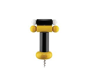 Alessi un Brindisi Disegnato ad Arte ES17 1 - Sacacorchos de Diseño en Madera de Haya, Negro, Amarillo y Blanco