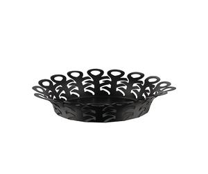 Alessi Vimini BM21/25 B - Cesta de Diseño Perforada, en Acero Coloreado con Resina Epoxi, Diámetro 27 cm, Negro