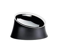 Alessi Wowl BM13/21 - Comedero para Perros, de Diseño, Inclinado para Facilitar la Alimentación del Perro, Resina Termoplástica y Acero Inoxidable 18/10, 21 cm, Negro