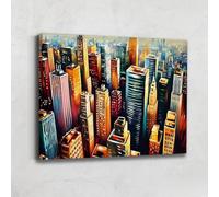 Alessio Cacciatore - Cuadro de rascacielos de Nueva York - Marco de pared sobre lienzo - Decoración de pared de la ciudad - Impresión sobre lienzo moderno - Cuadro Skyline New York - Idee regalo
