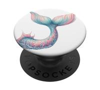 Aleta de sirena pastel Ocean Splash Rainbow Tail Sea Mermaids Fin PopSockets PopGrip Adhesivo