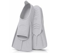 Aletas cortas de natación, aletas cortas, aletas de esnórquel de silicona, aletas de entrenamiento unisex para natación, agua abierta, esnórquel, buceo para adultos y niños principios (gris claro, XXS